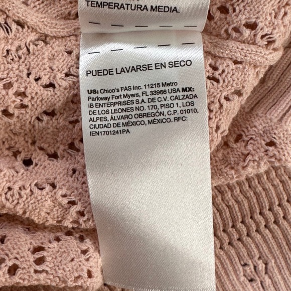 White House Black Market Blush Pointelle V-Neck Knit Sweater Women's Large - Picture 15 of 16
